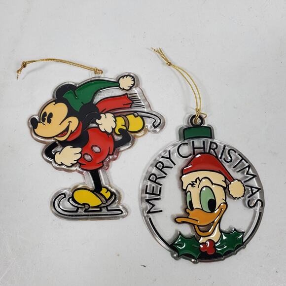Disney Other - Vintage Christmas Ornaments Mickey & Donald 3.5 Inch Hard Plastic